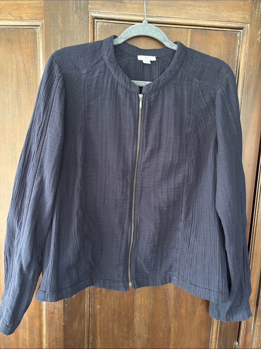 J.Jill Women's Lightweight Zip-Front Jacket in Dark Navy Medium
